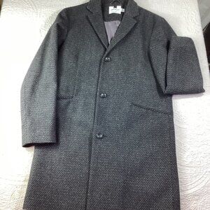 Topman Mens Gray Houndstooth Overcoat Single-Breasted Button-Front*Small*EUC